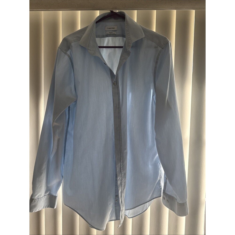 Men's Calvin Klein Light Blue Dress Shirt Slim Fit Sz L 16.5 34/35 EUC